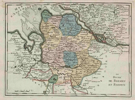 Französische Karte des Elbe-Weser-Raums, um 1760 © Landkreis Rotenburg (Wümme)