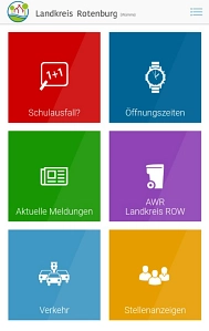 Startbildschirm der APP "Landkreis ROW" © Landkreis Rotenburg (Wümme)