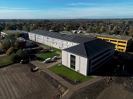 Ein Blick aus der Luft auf den Neubau des Gymnasiums Bremervörde. © Goldbeck