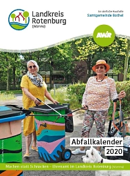 Zwei Frauen sammeln Müll und stehen neben zwei bunten Mülltonnen. © Landkreis Rotenburg (Wümme)